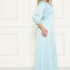 ⁦שמלת סאטן ארוכה צבע חלק⁩ – תמונה ⁦2⁩