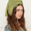 ⁦מטפחת לונג שילוב בדים צבע אחיד ירוק⁩ – תמונה ⁦2⁩