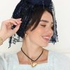 ⁦מטפחת לונג שילוב קטיפה ופייטים כחול⁩ – תמונה ⁦2⁩