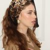 ⁦מטפחת לונג שילוב קטיפה ופייטים חום⁩ – תמונה ⁦2⁩