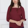 ⁦חולצת צווארון גומי מרובע לייקרה⁩ – תמונה ⁦18⁩