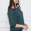 ⁦חולצת צווארון גומי מרובע לייקרה⁩ – תמונה ⁦4⁩