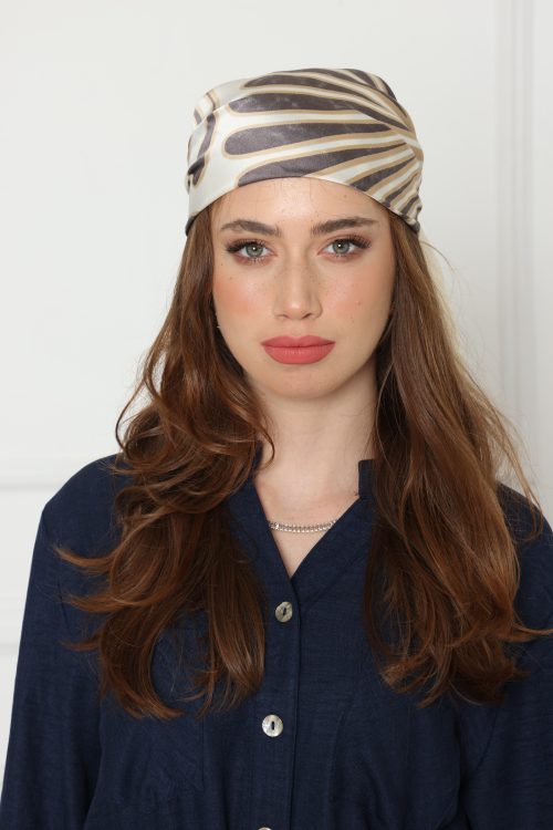 בנדנה משולבת דפוס שמנת