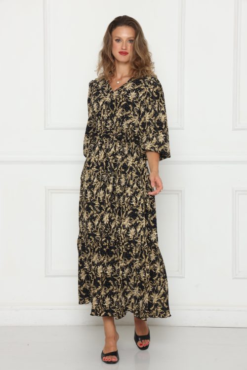 שמלת ערב כיווץ מותן רחבה