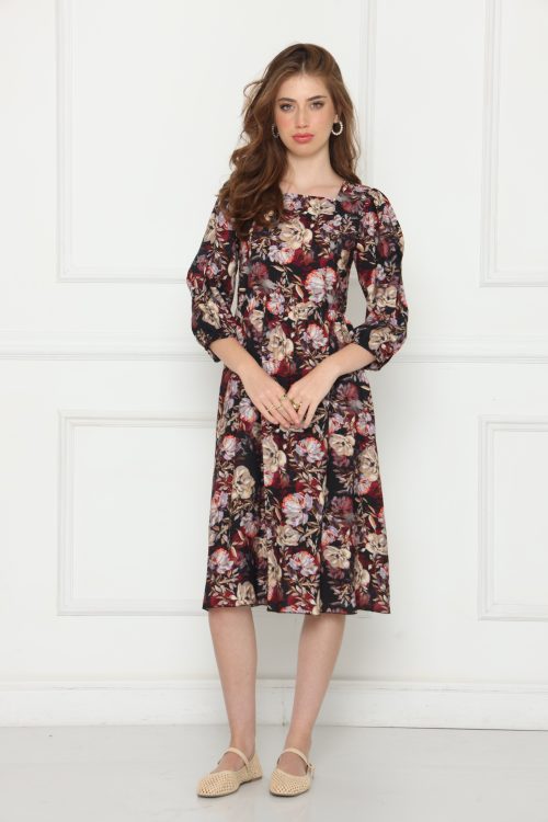 שמלה שרוכים בגב מודפס