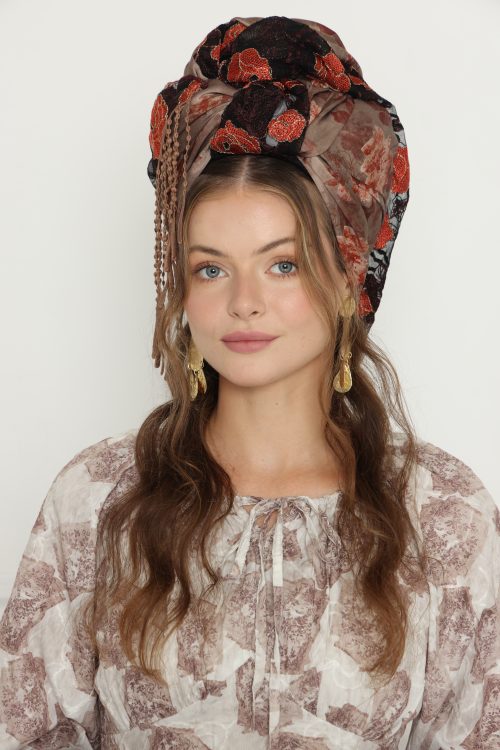 לונג רשת רקומה משולב כתום