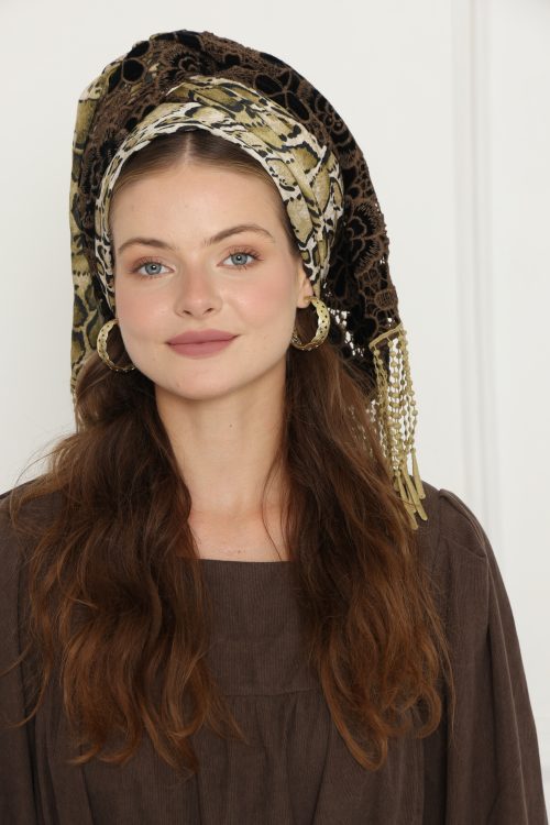 לונג רשת רקומה משולבת ירוק