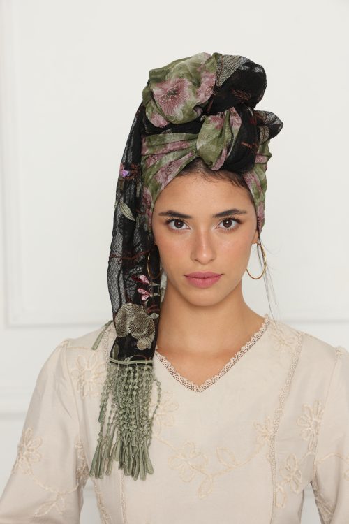 לונג רשת רקומה משולבת חום