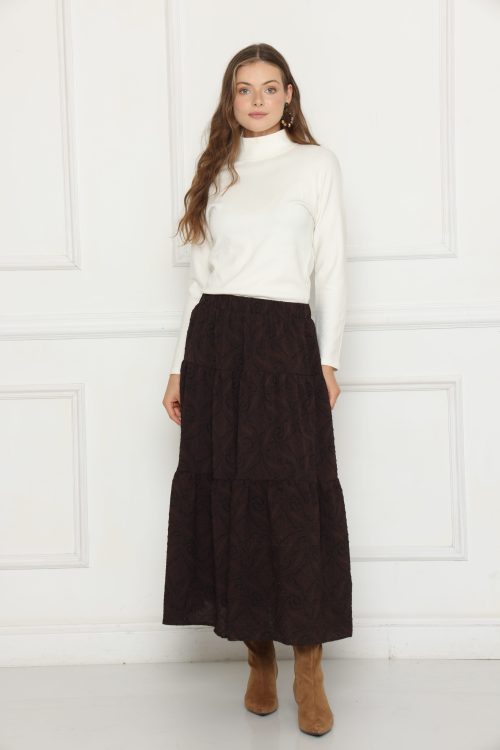 חצאית קומות דפוס מקומט