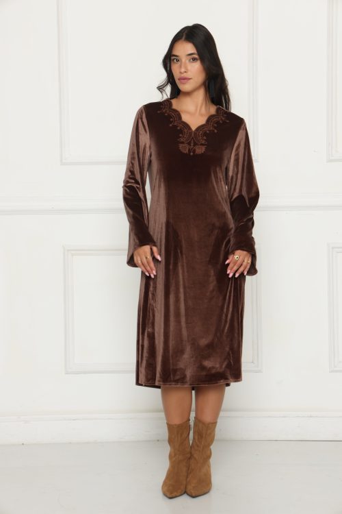 שמלה לוז רקמה בצווארון