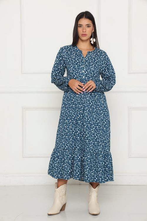 שמלה לוז מקומט מודפס