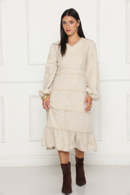 שמלה פרקל רקום פרח