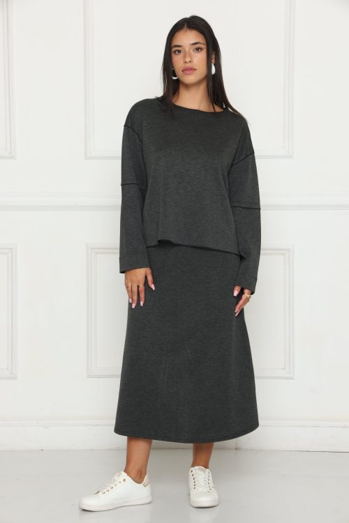 חליפת חצאית טריקו פסים