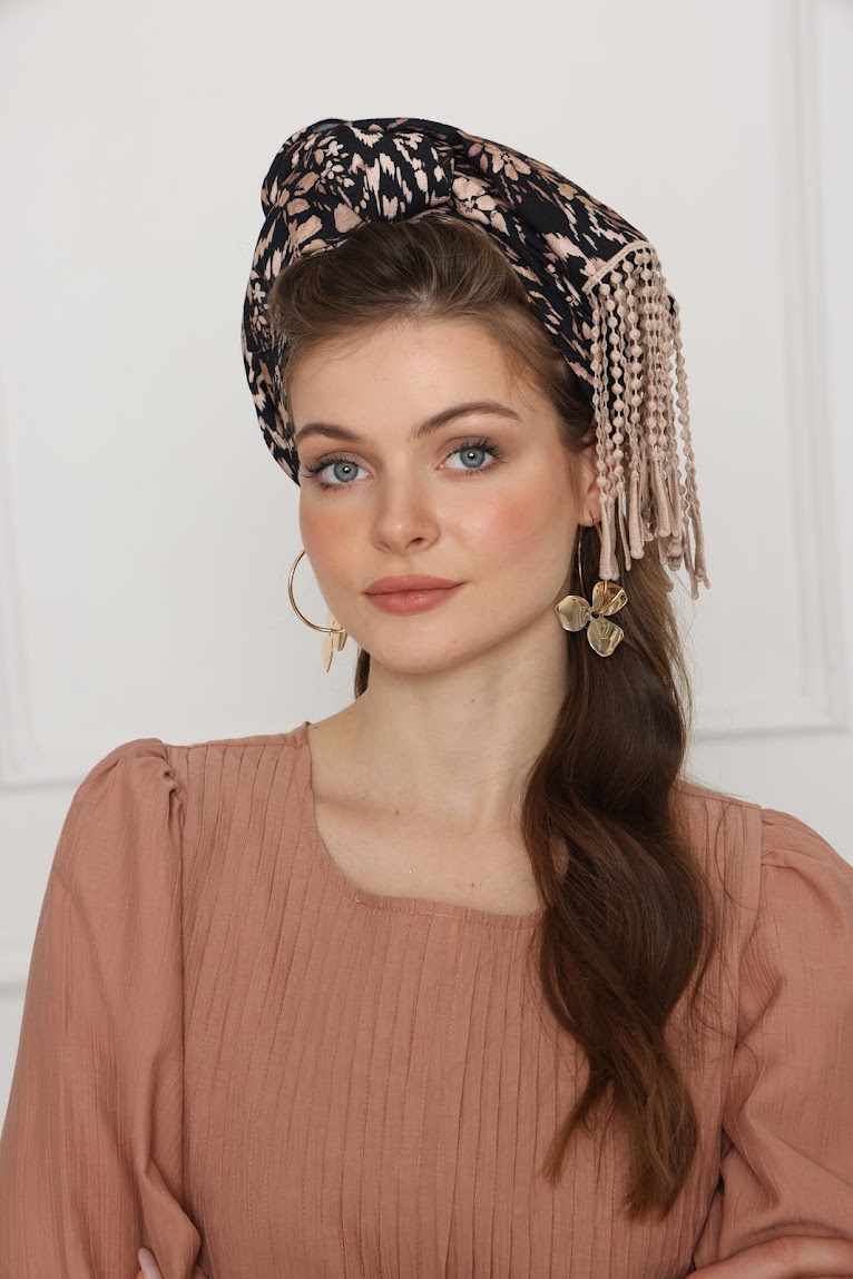 לונג כותנה מודפס שחור