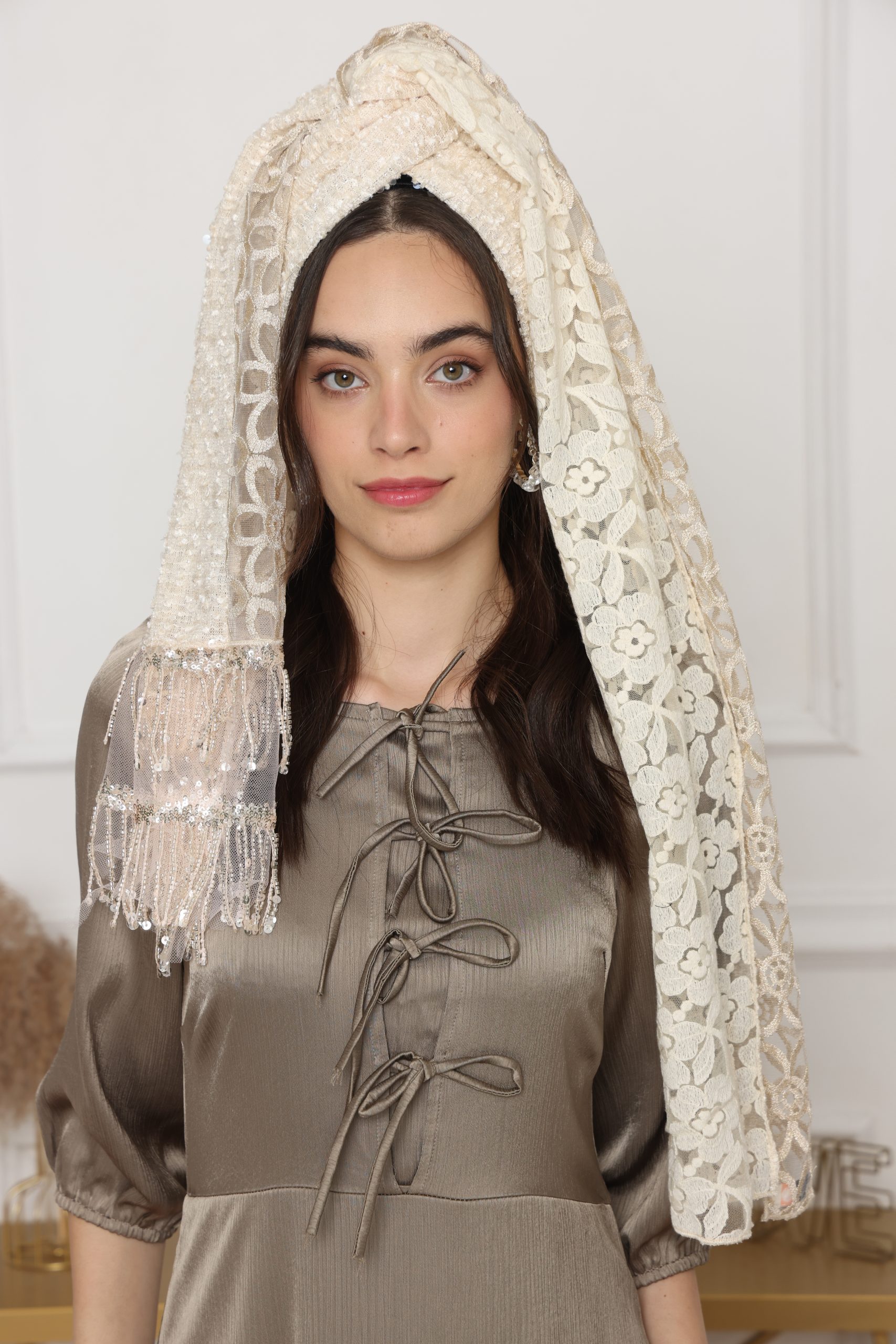 לונג משולב חום בז'