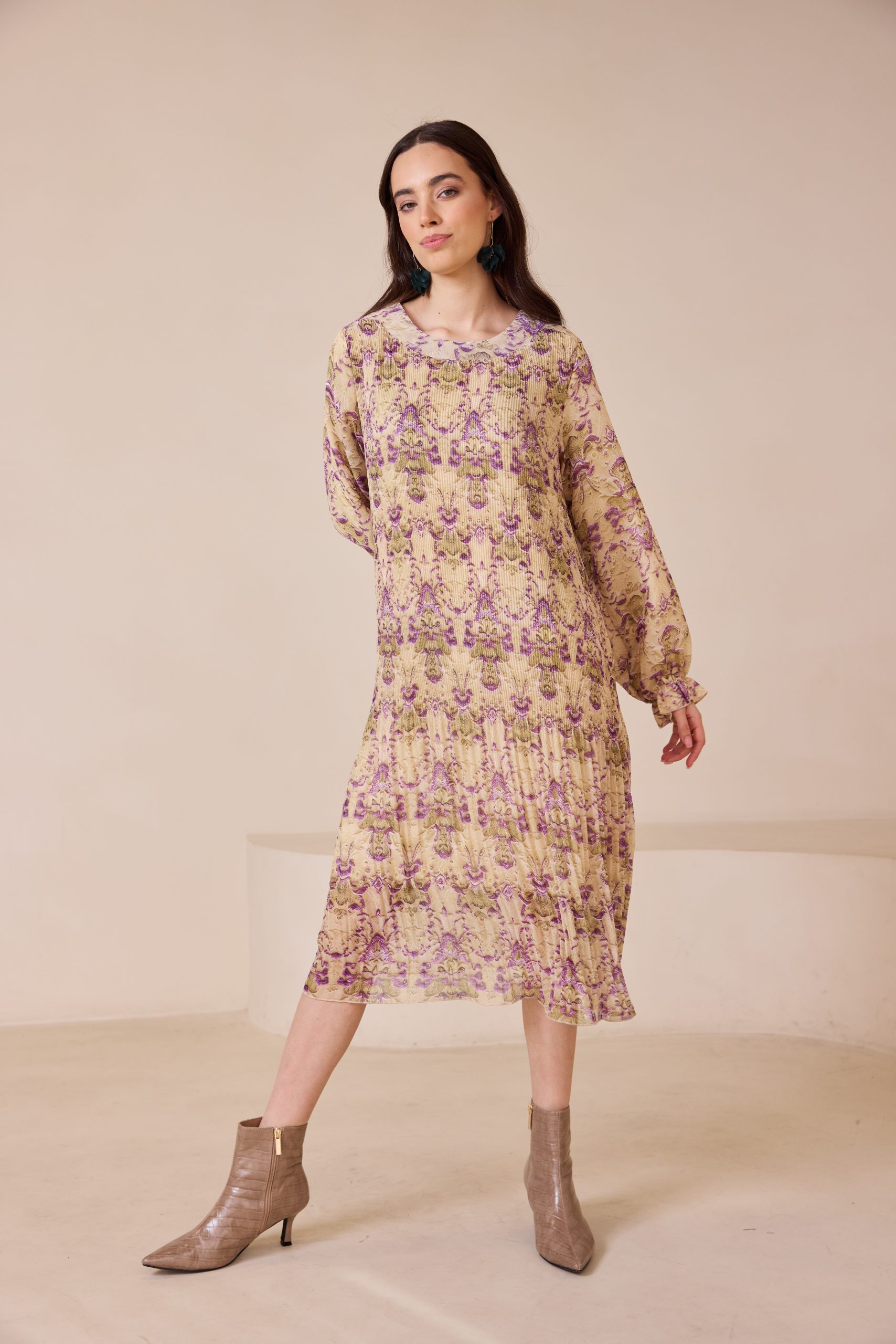 שמלה פליסה לוז מקסי